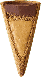 Cross-section of a Dubai Peanut Butter cone showing the triple filling