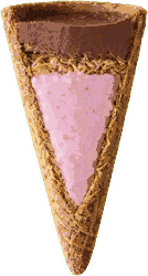 Cross-section of a Dubai Strawberry cone showing the triple filling