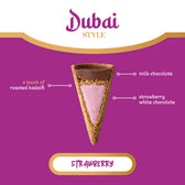 Just the Fun Part Dubai Style Cones - Milk Chocolate & Strawberry Cream with Crispy Kadaifi