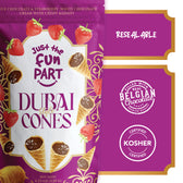 Just the Fun Part Dubai Style Cones - Milk Chocolate & Strawberry Cream with Crispy Kadaifi