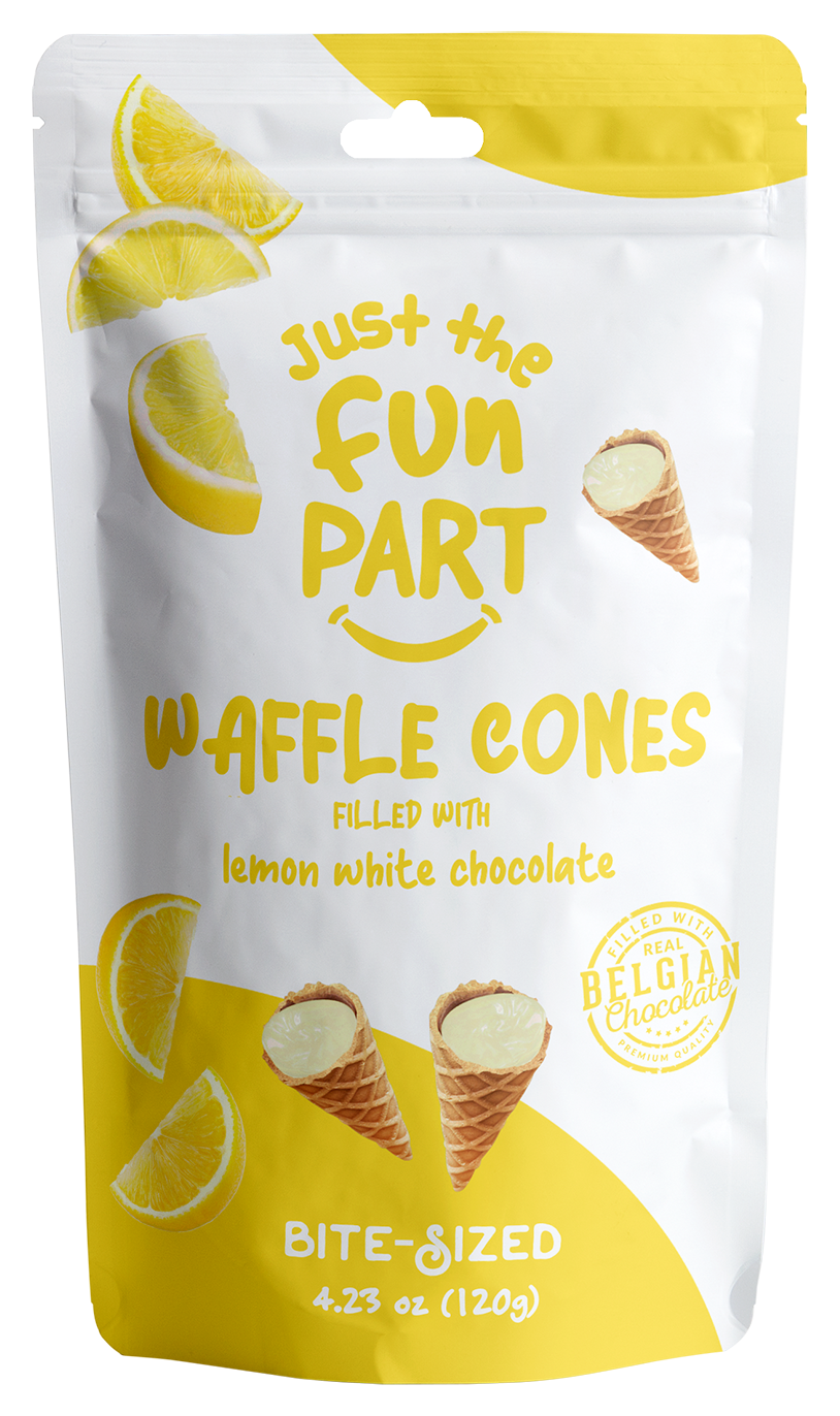 Lemon White Chocolate Waffle Cones — Just The Fun Part bag