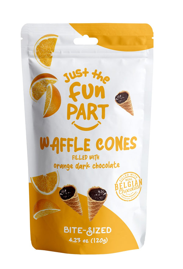 Orange Dark Chocolate Waffle Cones — Just The Fun Part bag