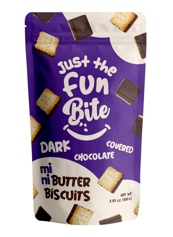 Just the Fun Bite Dark Chocolate Covered Mini Butter Biscuits