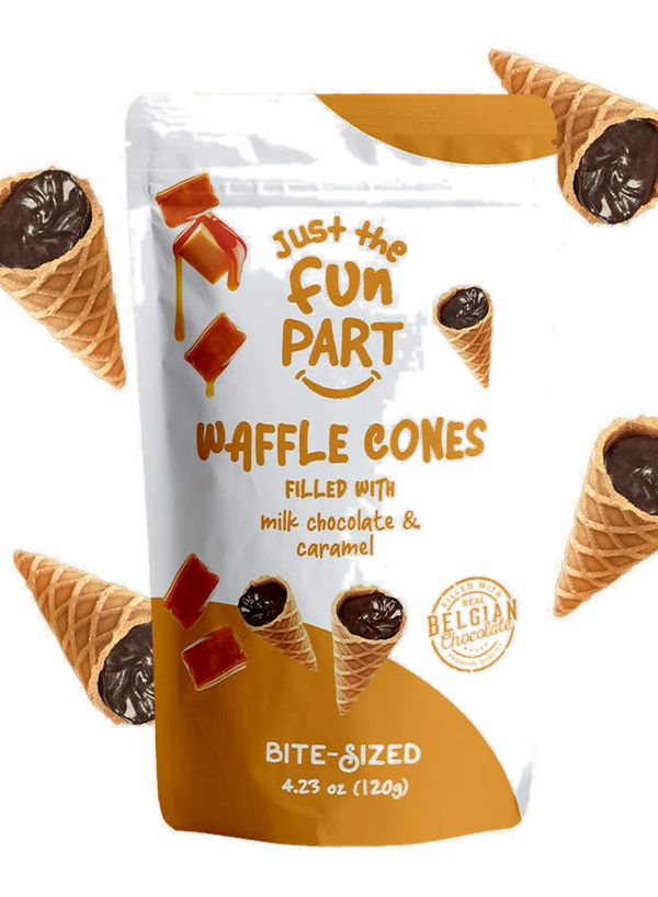 Just the Fun Part Waffle Cones filled with Caramel Milk Chocolate