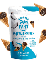 Just the Fun Part Waffle Cones filled with Coconut Flakes & Milk Chocolate
