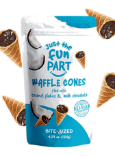 Just the Fun Part Waffle Cones filled with Coconut Flakes & Milk Chocolate
