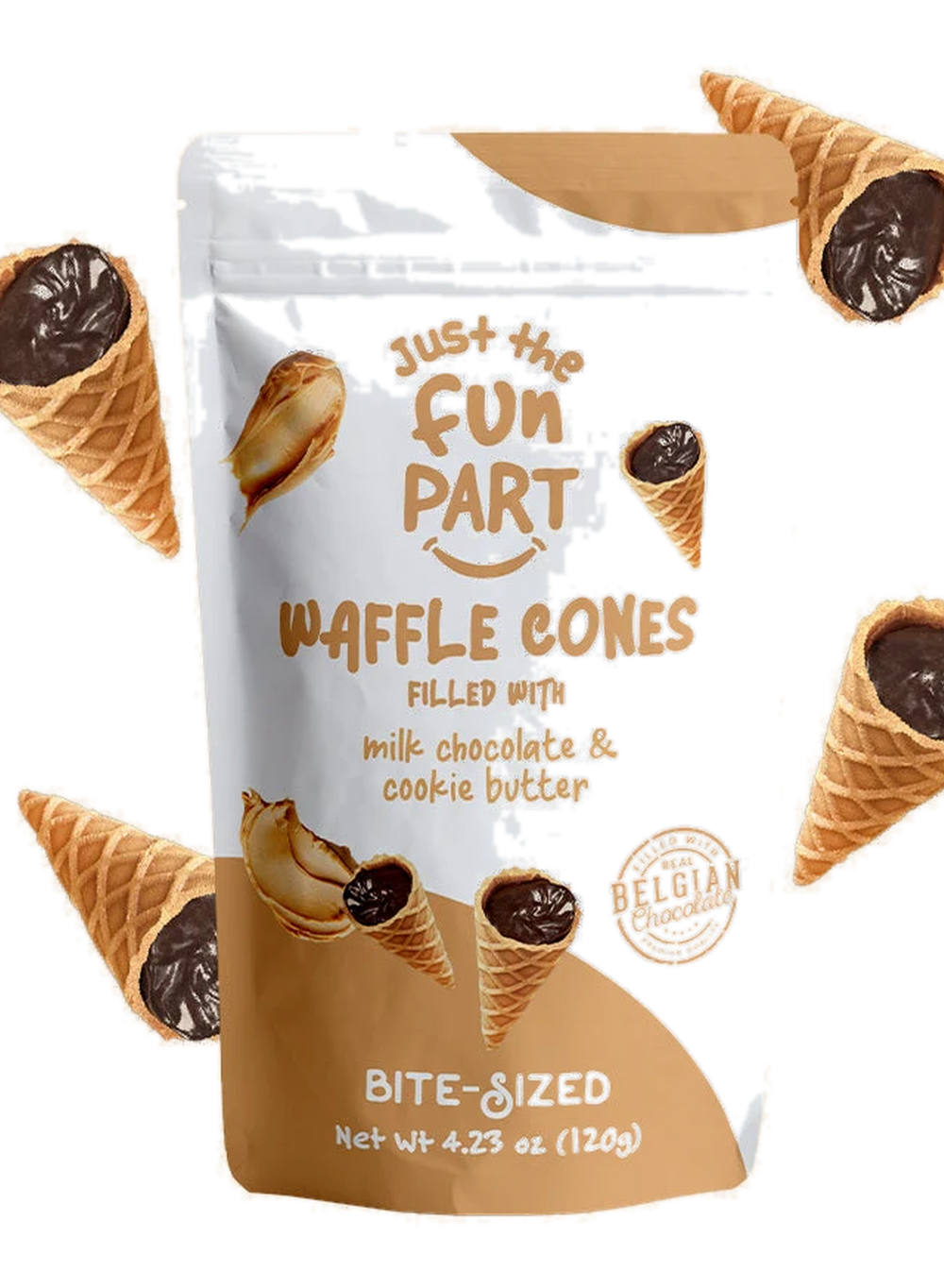 Just the Fun Part Waffle Cones filled with Cookie Butter & Milk Chocolate