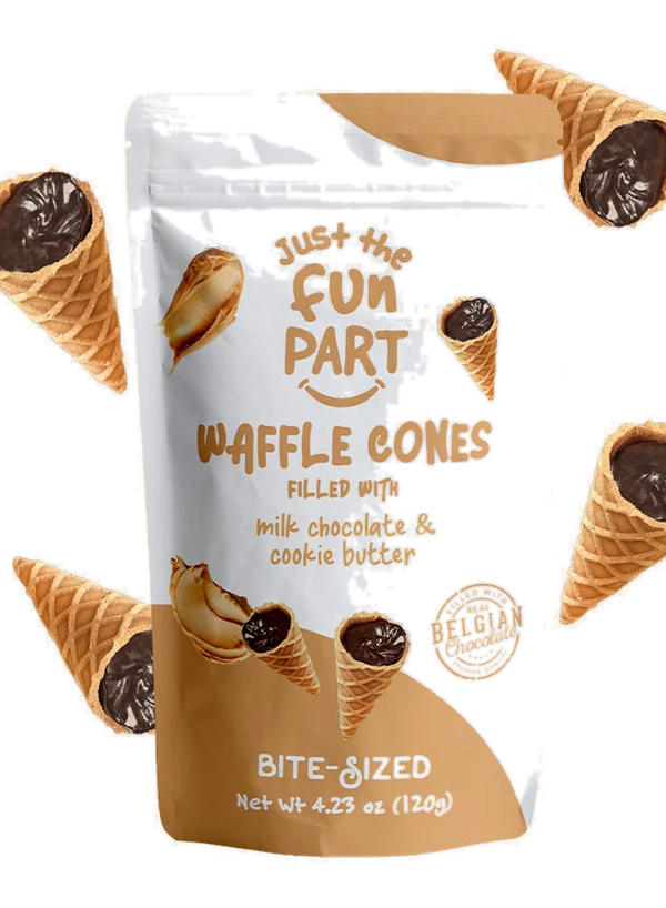 Just the Fun Part Waffle Cones filled with Cookie Butter & Milk Chocolate