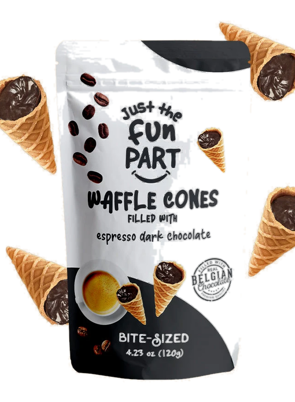 Just the Fun Part Waffle Cones filled with Dark Chocolate