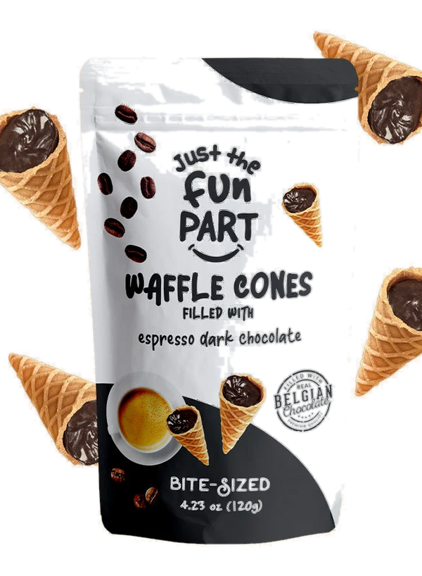 Just the Fun Part Waffle Cones filled with Dark Chocolate