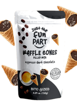 Just the Fun Part Waffle Cones filled with Espresso Dark Chocolate