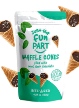 Just the Fun Part Waffle Cones filled with Mint Dark Chocolate