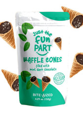 Just the Fun Part Waffle Cones filled with Mint Dark Chocolate