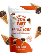 Just the Fun Part Waffle Cones filled with Peanut Butter & Milk Chocolate