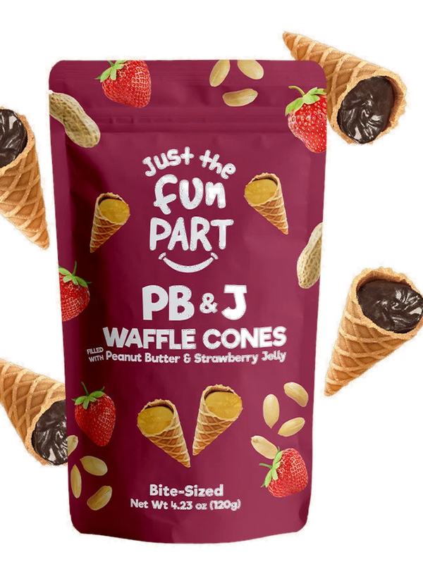 Just the Fun Part Waffle Cones filled with Peanut Butter & Strawberry Jelly