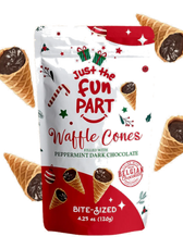 Just the Fun Part Waffle Cones filled with Peppermint Dark Chocolate