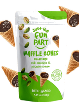 Just the Fun Part Waffle Cones filled with Pistachio Cream & Milk Chocolate