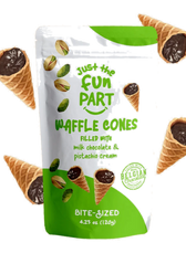 Just the Fun Part Waffle Cones filled with Pistachio Cream & Milk Chocolate