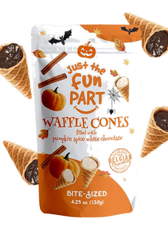 Just the Fun Part Waffle Cones filled with Pumpkin Spice White Chocolate