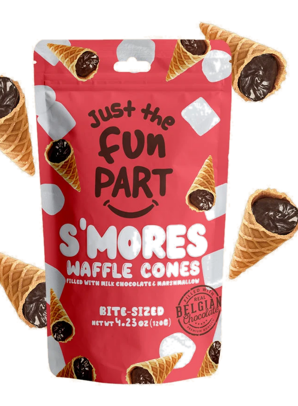 Just the Fun Part Waffle Cones filled with Marshmallow & Milk Chocolate
