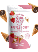 Just the Fun Part Waffle Cones filled with Strawberry White Chocolate