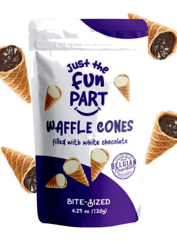 Just the Fun Part Waffle Cones filled with White Chocolate