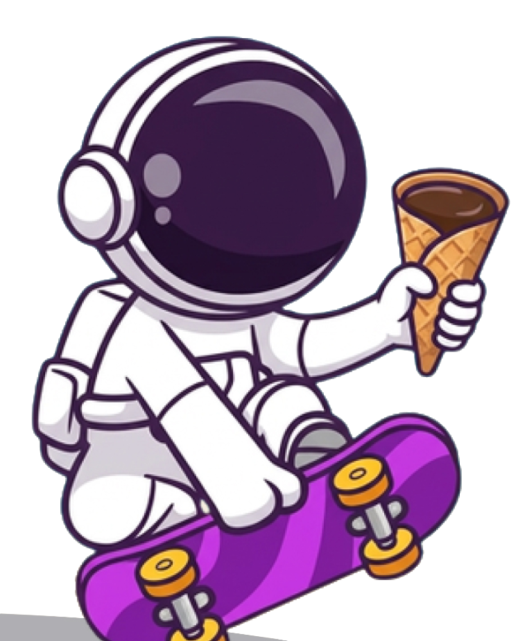 Captain Cone on a skateboard