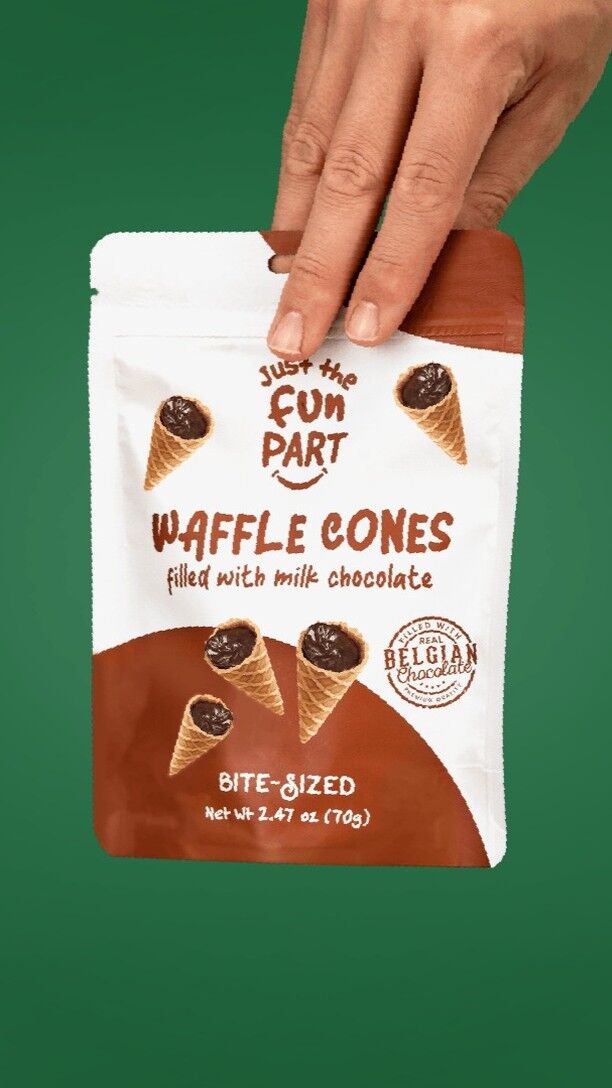 Just The Fun Part Bite-Sized Mini Waffle Cones Filled With Belgian Milk  Chocolate 